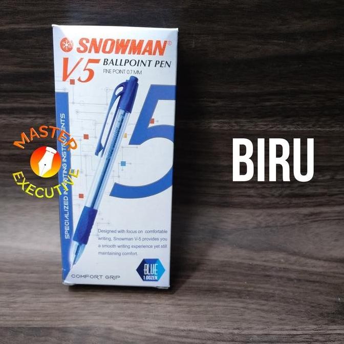 

Snowman V5 Blue / Biru Ballpoint 0.7 Mm / Bolpen Cetak Cetek Cetekan