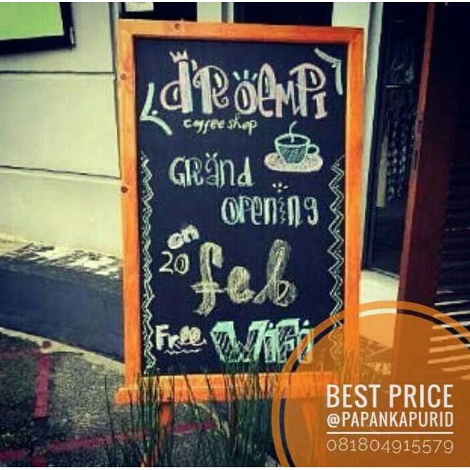 

Papan Tulis Kapur | Standing Chalkboard 50*80Cm