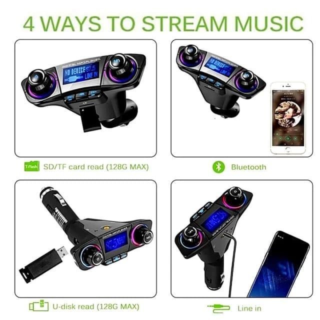 Bluetooth Audio Receiver FM Transmitter Handsfree with USB Car Charger Terbaik Berkualitas