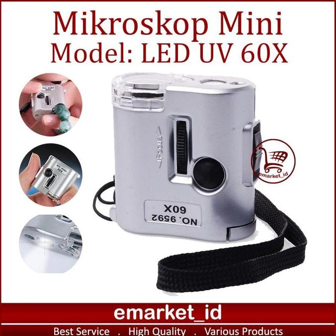 

Mikroskop Mini Led Uv 60X / Microscope Portable / Kaca Pembesar Cek