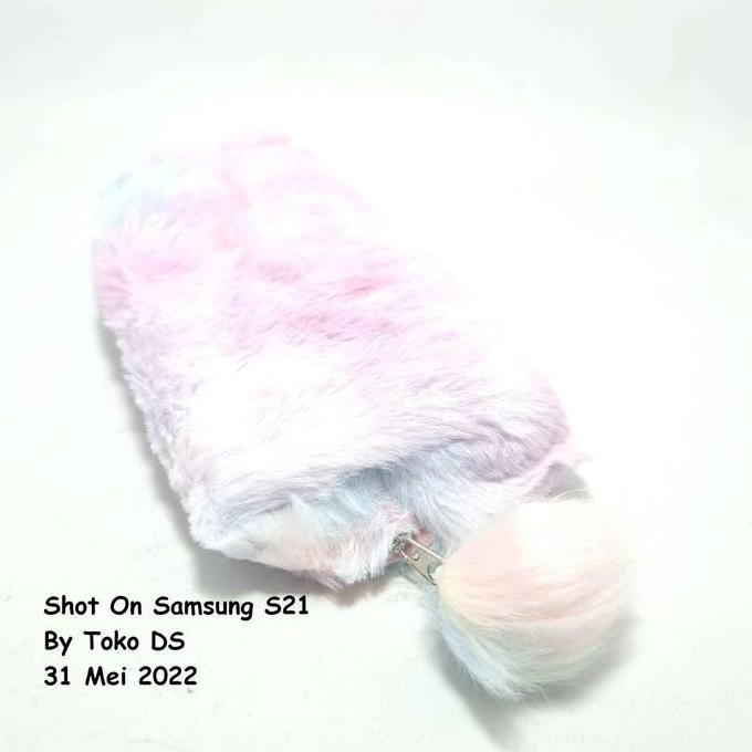 

Tempat Pensil Bulu Rainbow - Tempat Make Up Bulu Pelangi Pouch Rainbow