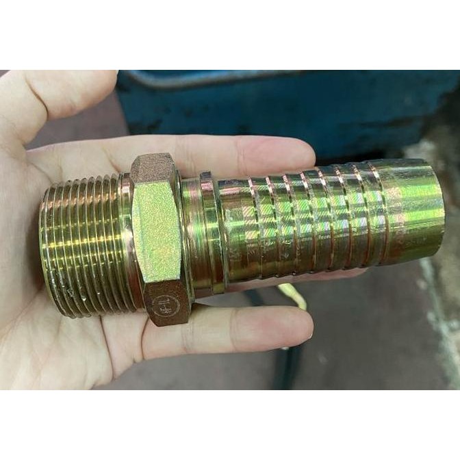 Nipple Hydraulic Drat luar ke selang 1" / Konektor hidrolik