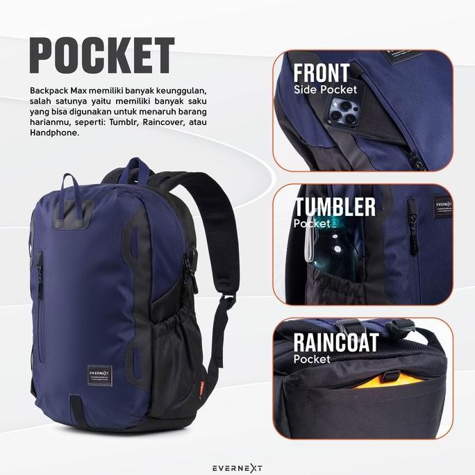 EVERNEXT - Tas Ransel Pria Backpack Outdoor Max Tas Punggung Tas Ransel LaptopEVERNEXT - PBS