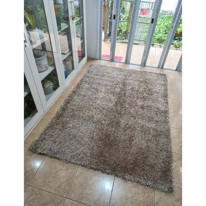 Karpet Cendol Shaggy Import Karpet Knot 160x230 CREAM free 100x150 STP
