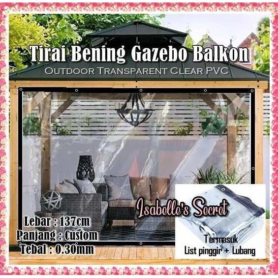 Tirai Plastik PVC Bening Outdoor / Krei Transparan Outdoor Meteran