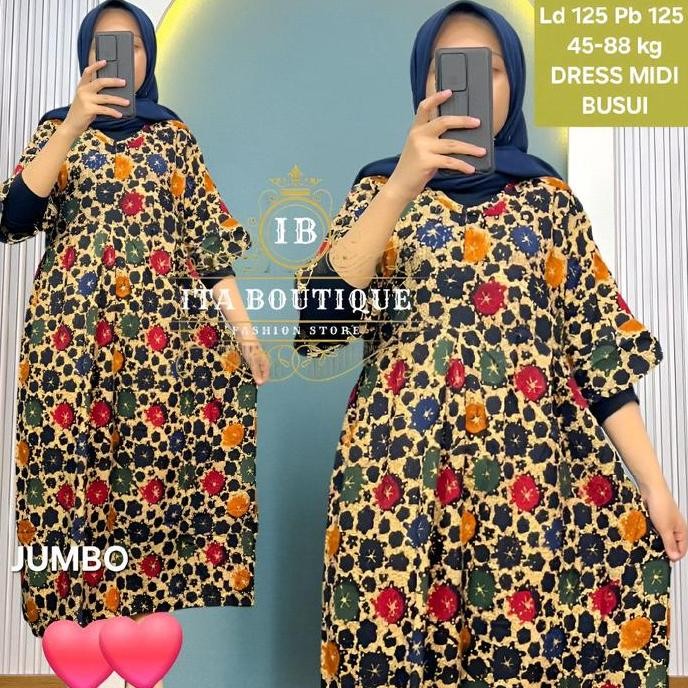 ita2 boutique Daster Wanita Elegan Cantik MIDI MESHA JUMBO Rayon TWILL Busui Dewasa Batik Cap Pekalo