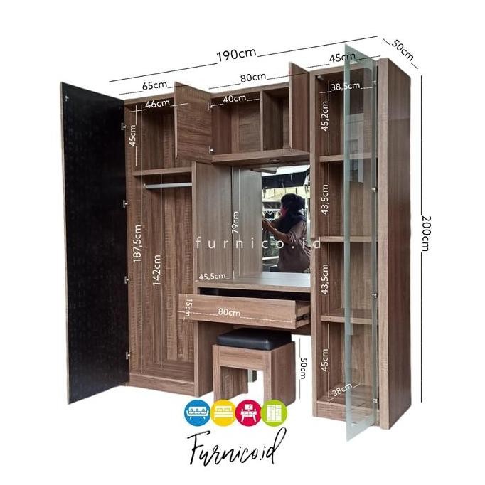 Lemari Pakaian Serbaguna + Meja Rias + Lemari Tas / Pajangan Olympic