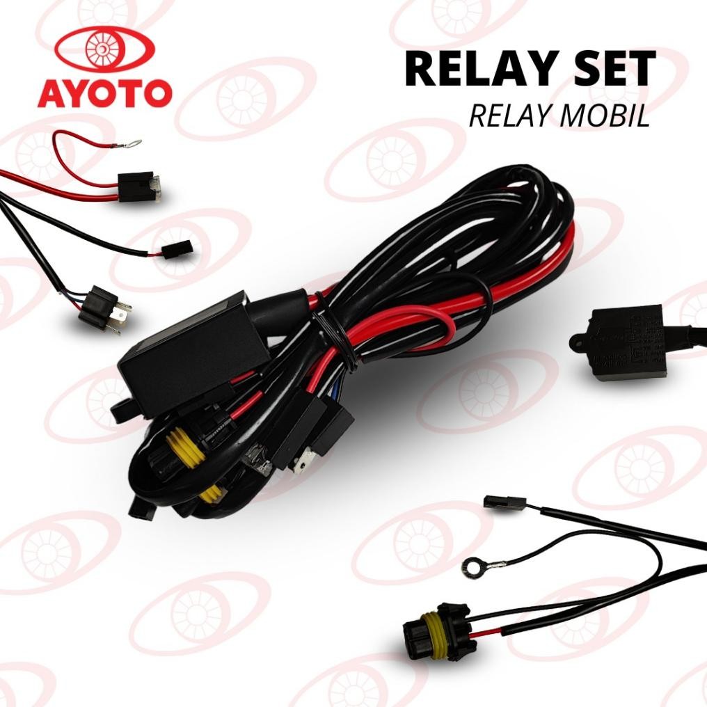 NEW- KABEL RELAY SET LAMPU MOBIL LED & HID H4 HI LOW / BILED PROJECTOR AYOTO