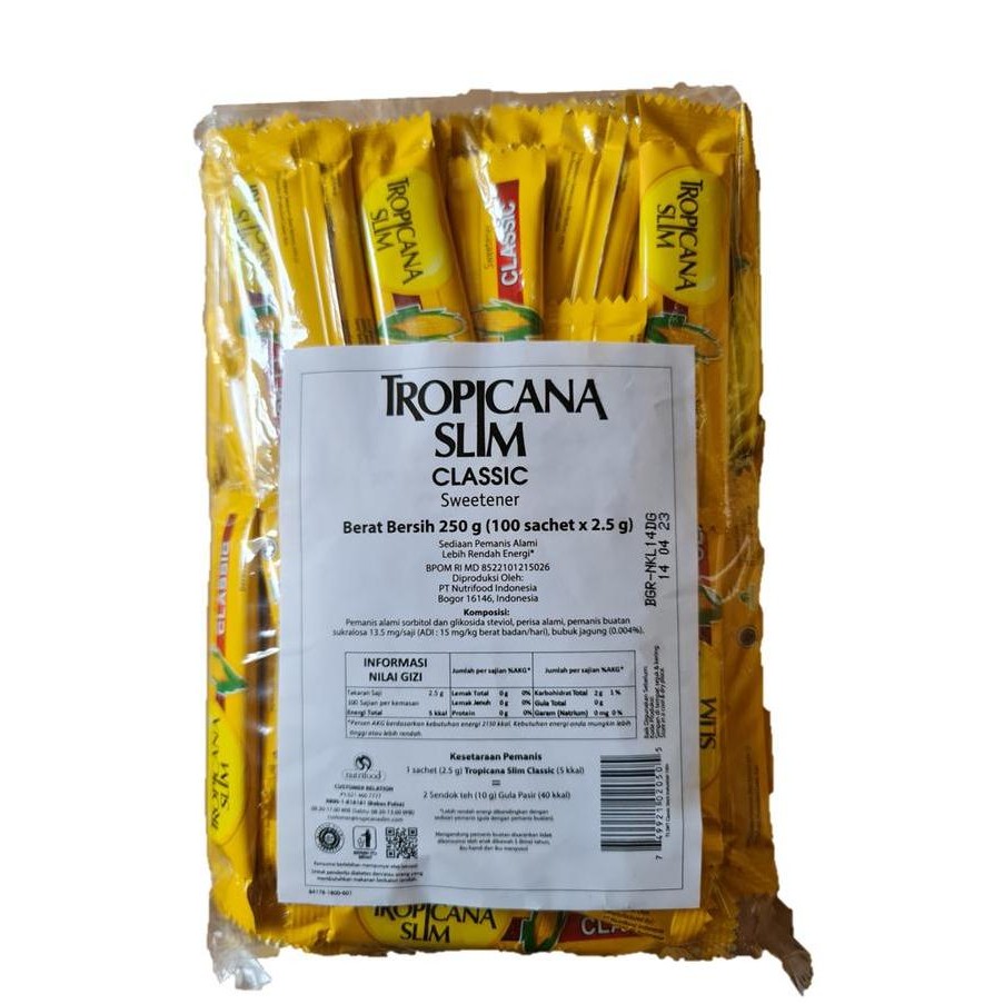 

Baru Tropicana Slim Gula Jagung Bubuk 100 Sachet - Sweetener Classic Stick Manis