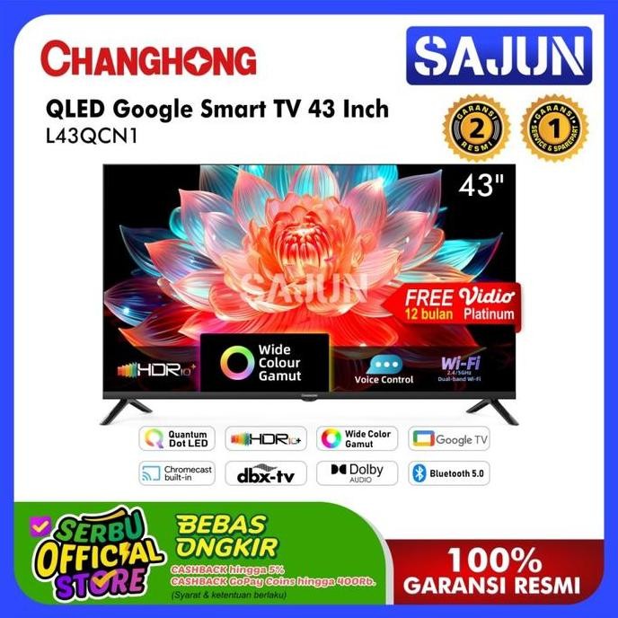 Changhong QLED TV 43 inch FHD Google Smart TV Digital TV (L43QCN1)