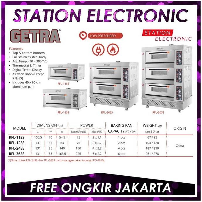 Getra Gas Baking Oven Rfl-11Ss / Oven Gas Pemanggang Roti