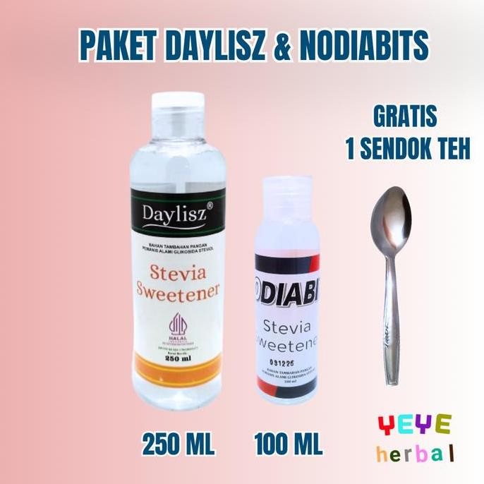 

Baru Paket Daylisz 250ml + Nodiabtis 100ml - Pemanis Alami Stevia Cair