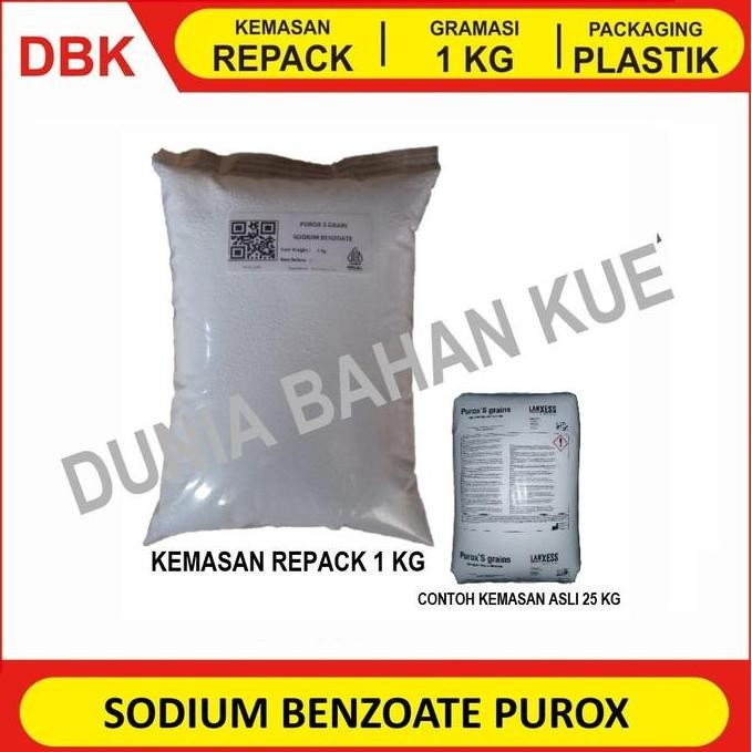 

Baru Sodium Benzoat PUROX S Grain 1kg - Pengawet Makanan Grade Food