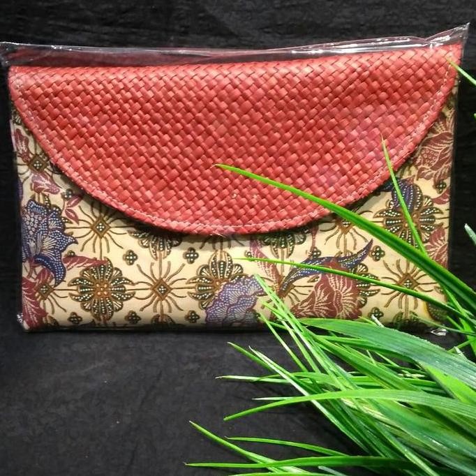 Clutch Batik Lawasan Anyaman Pandan Dompet Tas Gift Khas Indonesia 023