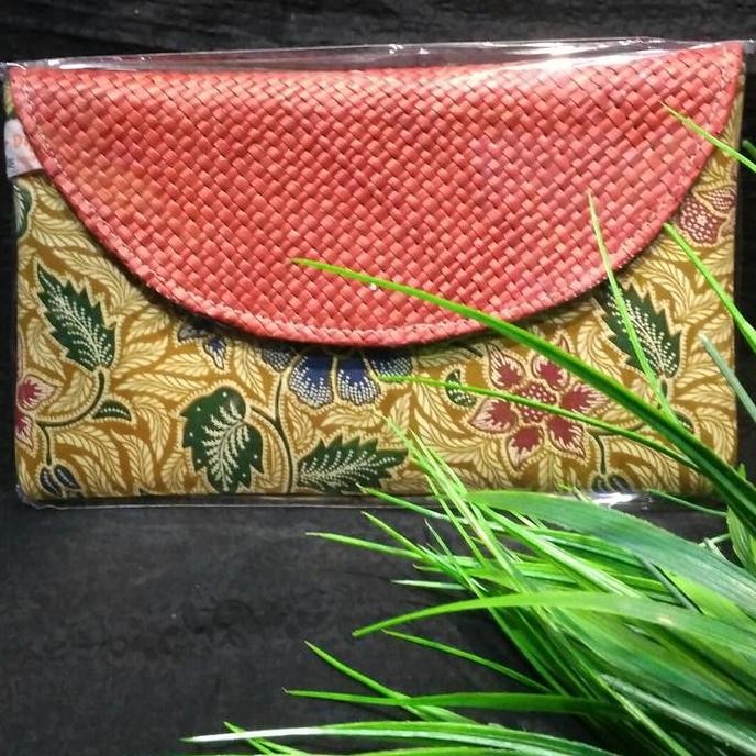 Clutch Batik Lawasan Anyaman Pandan Dompet Tas Gift Khas Indonesia 016