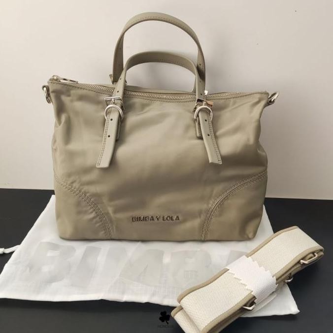 Nwt B*Imba Y Lola Bolso Shopper Medium Tote Nylon Caqui Claro Khaki Authentic Sale