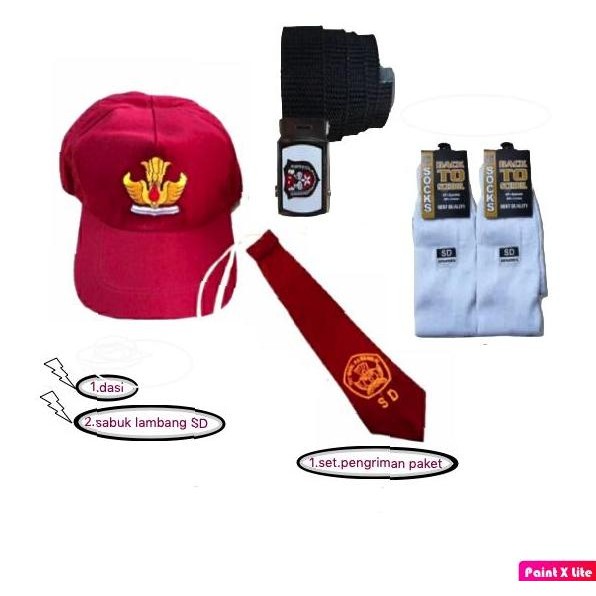 

(Allthebest) set perlengkapan SD 1-6 merah putih&merah Sabuk Topi Putri Putri