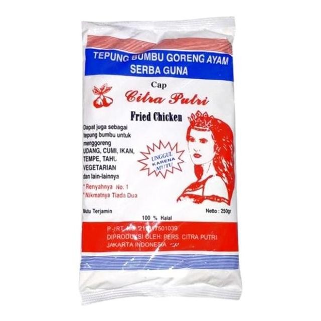 

Tepung Citra Putri 250 Gram Tepung Bumbu Serbaguna 1Pa Isi 10Pcs