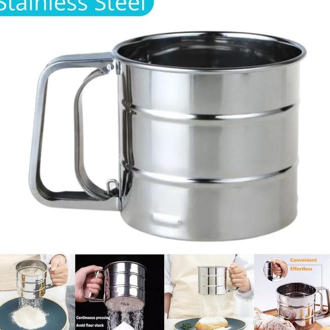 

Ayakan Tepung Saringan Icing Gula Bumbu Dapur Flour Sifter Shaker Stainless Steel Kitchenware