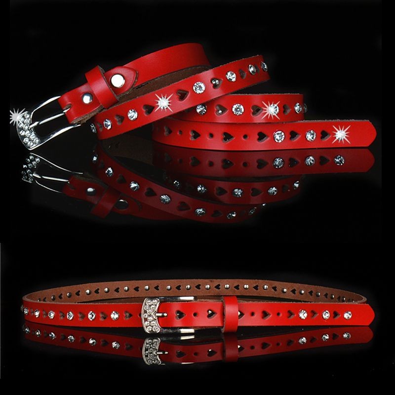 Sabuk Tipis Fashion Kulit Asli Wanita Sabuk Pinggang Sempit Kulit Sapi