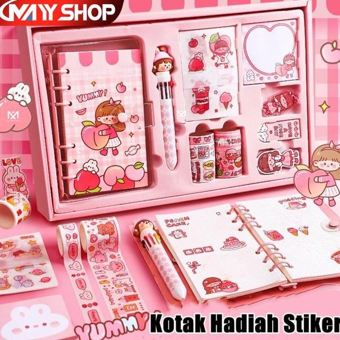 

Tersedia Mayy Paket Jurnal Set Gift Box Hampers Anak Notebook Journal Diary 6in1