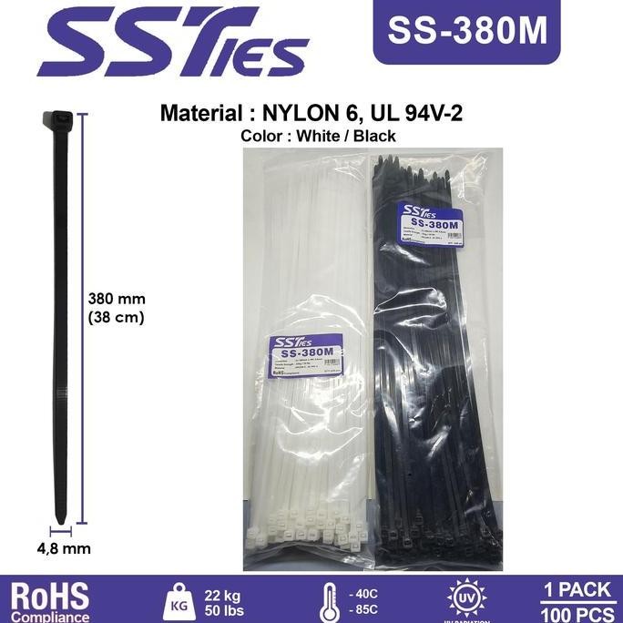 

Diskon! Cable Tie SS380M Insulock 380x4.8mm / 38cm Nylon Cable Ties Kuat