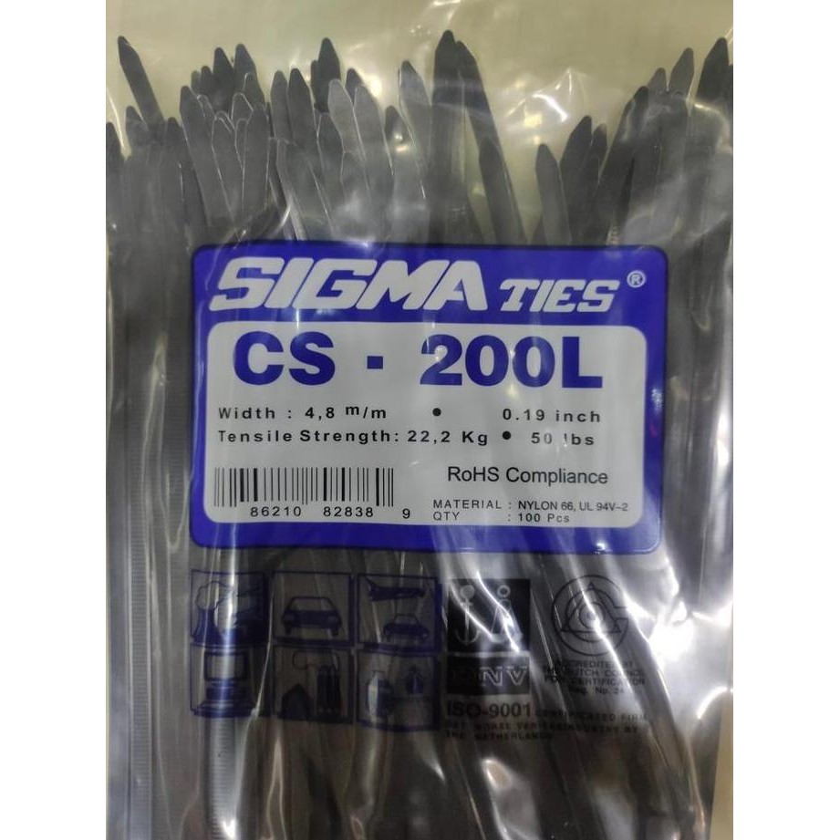 

Diskon! Cable Ties SIGMA CS-200L 20cm x 4.8mm Warna Hitam - Kuat dan Tebal