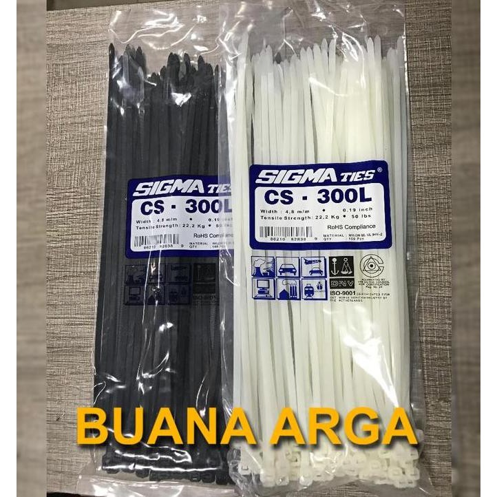 

Diskon! Sigma Cable Ties CS-300L 300x3.6mm Warna Putih/Hitam CV-300L 100pcs/pack
