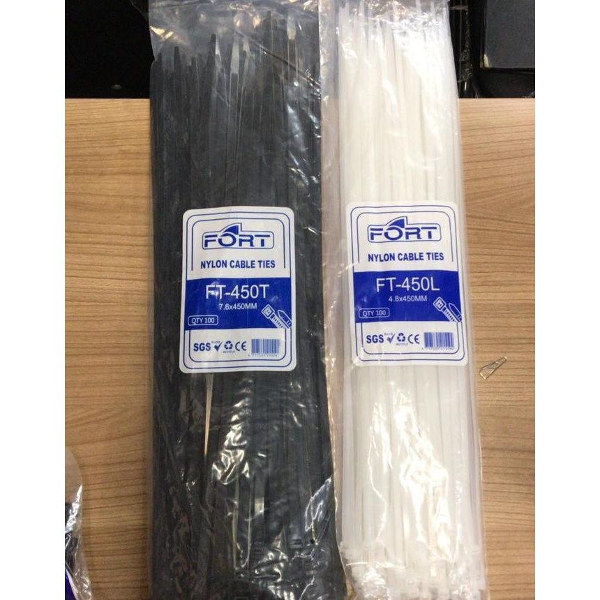 

Diskon! Cable Tie Fort 450mm x 7.6mm Kabel Ties 45cm Warna Hitam/Putih 100pcs