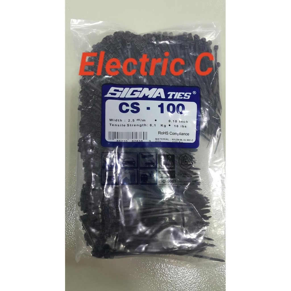 

Diskon! Kabel Ties Mini 10cm SIGMA CS100T Hitam Nylon UL - 100pcs