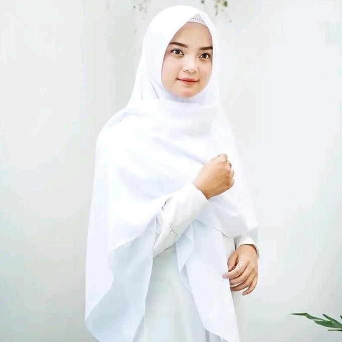 (Allthebest) SegiEmpat jumbo putih | voal jumbo putih| segiEmpat 130x130 Katun  Kerudung  Muslim  Ji