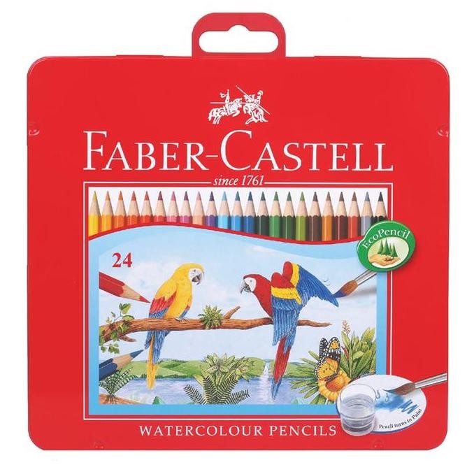 

TERBARU - Faber Castell 24 WaterColour Watercolor Pencil Pensil Warna Tin Case