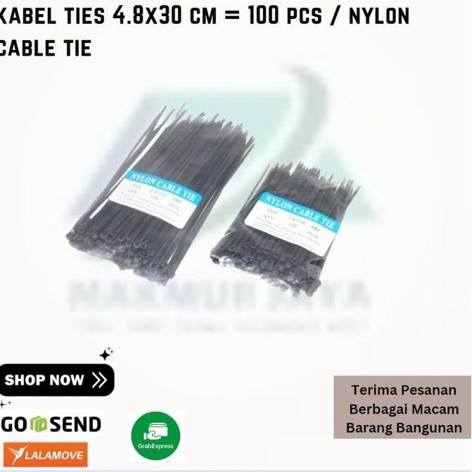 

Diskon! Nylon Cable Ties 4.8 x 30cm Isi 100pcs - Tali Pengikat Kuat Serbaguna