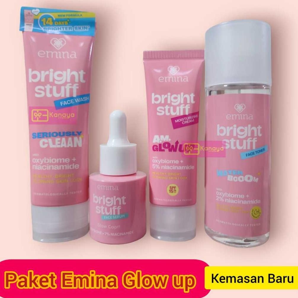 PAKET Glowing  EMINA  BRIGHT STUFF 4PCS/ PERAWATAN WAJAH