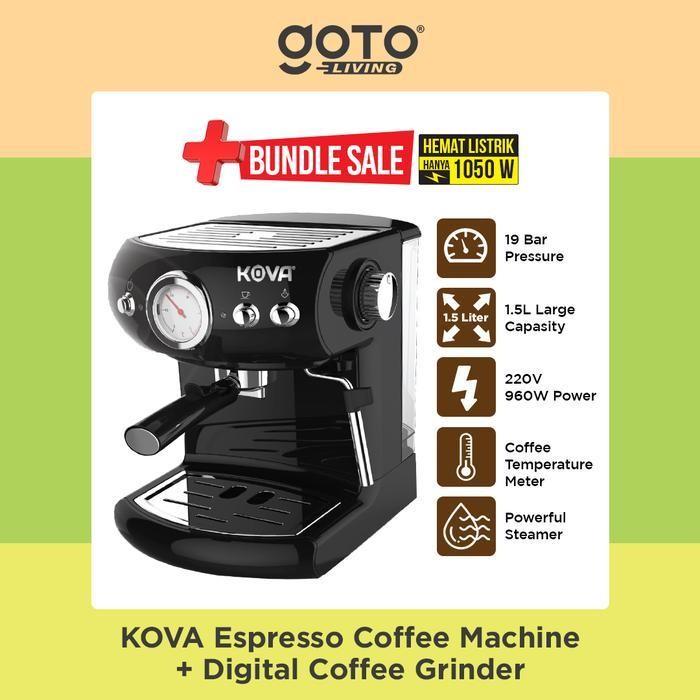 PH Kova [COD] Bundling Espresso Maker Coffee Grinder Mesin Biji Kopi