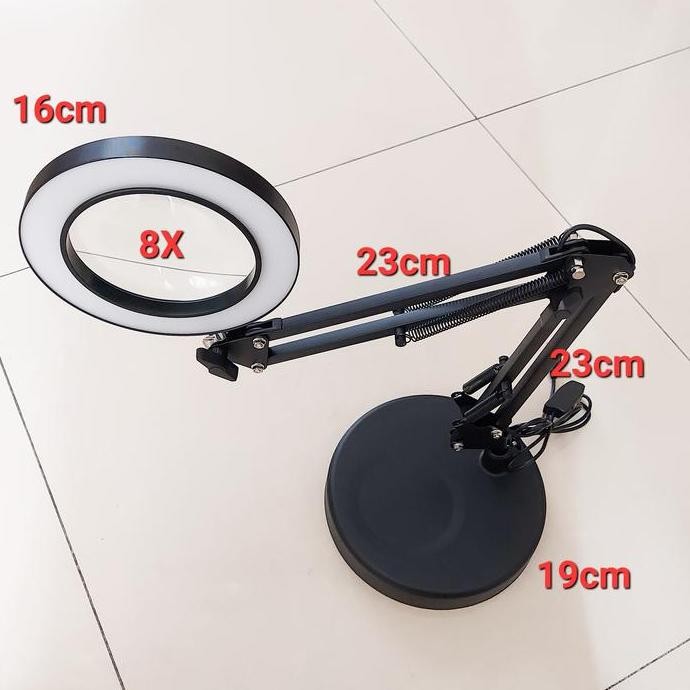 

Avpro Desk Lamp 16Cm Led Ring With 8X Magnifying Glass W Base 19Cm