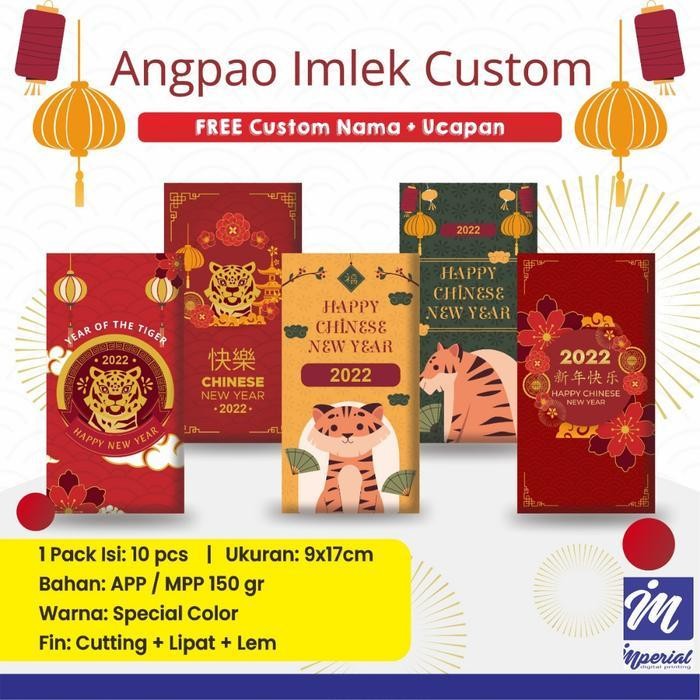

LFM 2022 Amplop Angpao Imlek Free Custom Nama & Ucapan 1 Pack Isi 10 Pcs