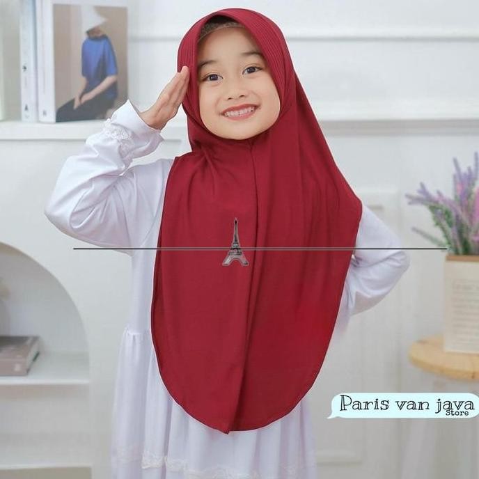 (Allthebest) Bergo Hamidah Pinguin Instan Sekolah Jersey Umur 5 - 10 Tahun | Hijab Jilbab Instan Ber