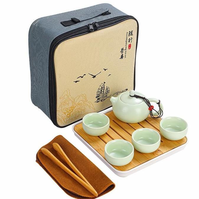 Chinese Tea Set + Case Teko Set Keramik Gift Set Kado Imlek Premium