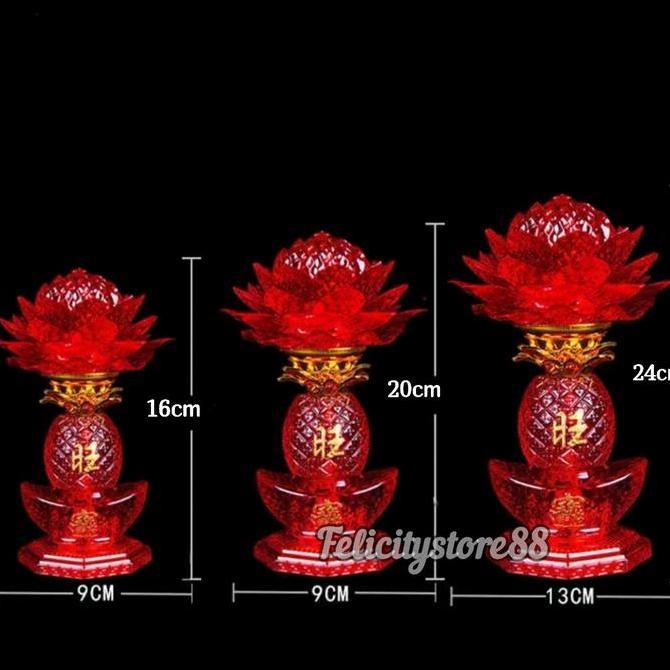 Lampu Sembahyang Led Wangchai teratai Kristal Lampu led wangchai Merah Lampu led sembahyang teratai