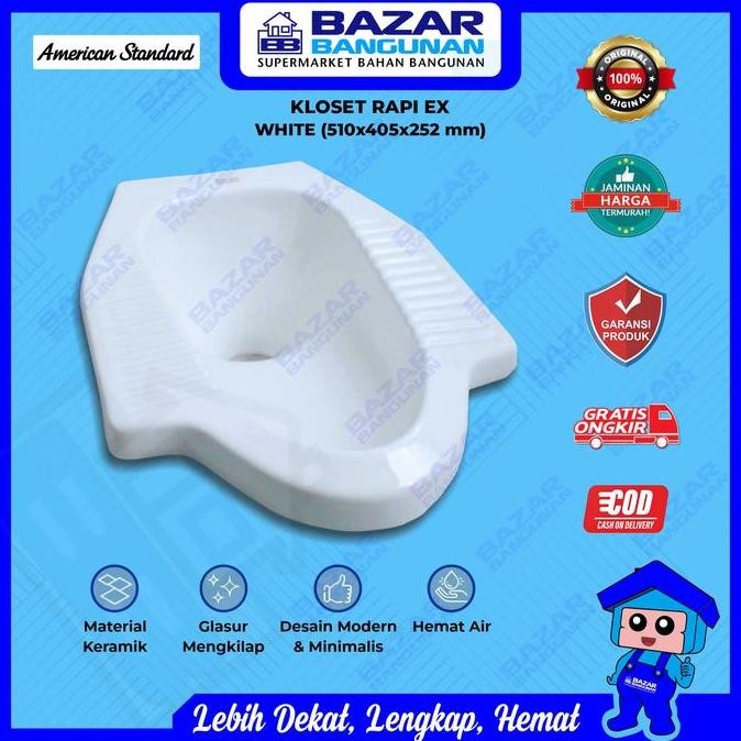American Standard - Closet Kloset Toilet Jongkok Squat Wc Rapi Ex White Putih As 28,5 Cm Toto
