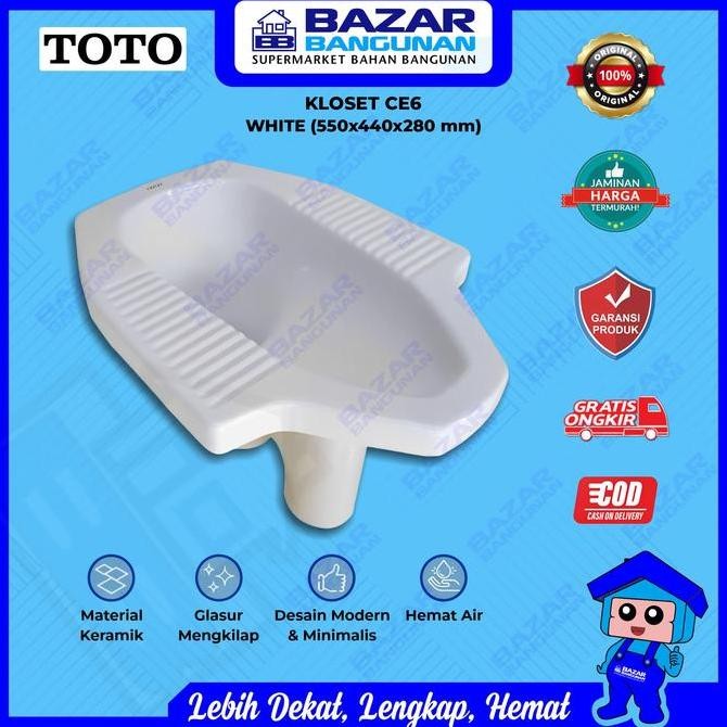 Toto - Closet Kloset Toilet Jongkok Squat Wc Ce6 Ce 6 White Putih Lantai 2 Atas Garansi Resmi Pabrik