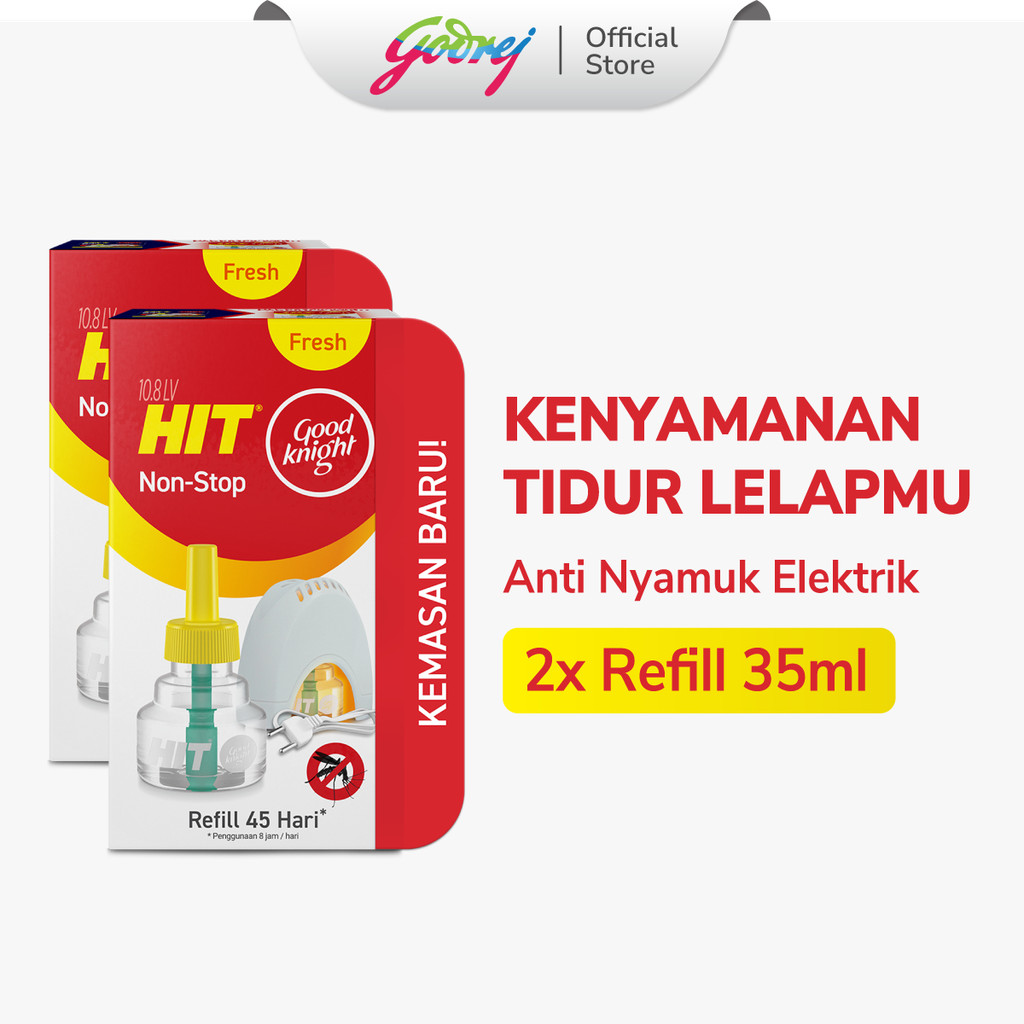 Hit GoodKnight Non Stop Refill Fresh 45 Hari x2- Refill Obat Nyamuk Elektrik - Bunuh Nyamuk Penyebab