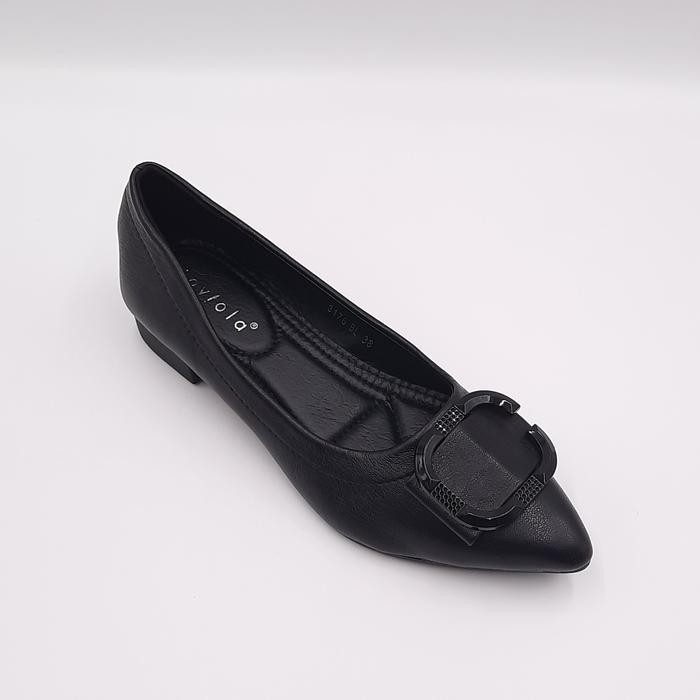 Ds Laviola 3176 Lst - Sepatu Pantofel Kerja Wanita Black Dan Apricot Shoes Flat Hitam