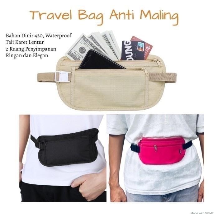 Twb Tas Pinggang Hp Dan Dompet Travel Anti Maling Pria Wanita Olahraga - Putih