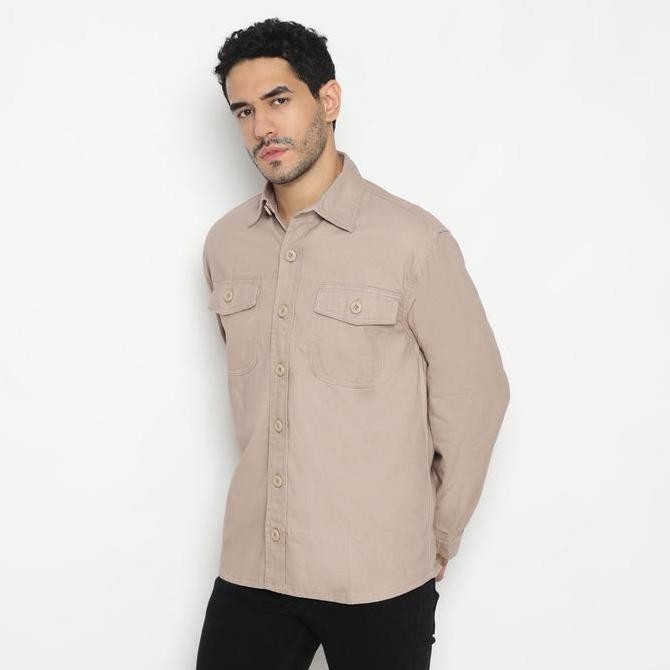 Grosir Fichino Outwear Trucker Jacket Ashmosh Khaki Jaket Pria Casual