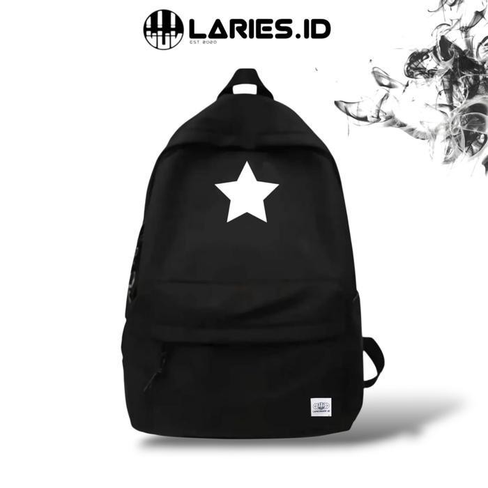 MS LARIES - Ransel Bintang Kantong Cowok Simpel Casual Trendy Hitam Murah Kantong Casual Backpack Ta