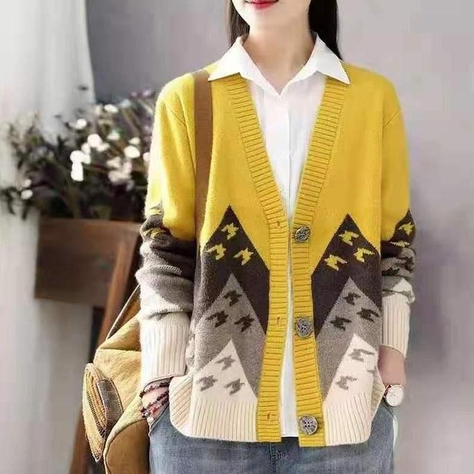 Murah Import Woman Knit Oversized Cardigan No-Ra Winter Autumn Kardigan Rajut Wanita Korean Style