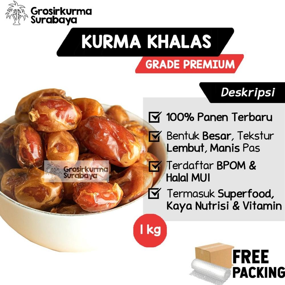 

Special - Kurma KHALAS Premium 1KG Kholas Asli Arab Saudi Untuk Buka Puasa Mesir Madu Golden Valley Sayer ASI !