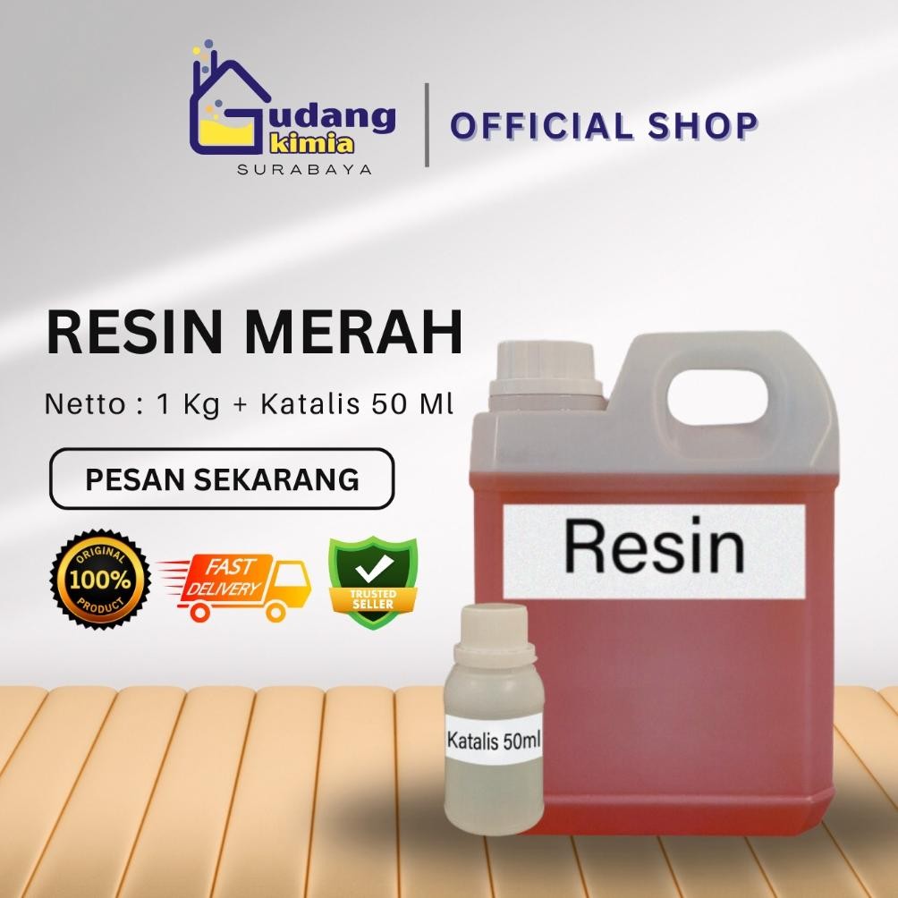 

Big Sale Resin Merah / Resin Poly-ester Merah 1 Kg + Katalis 50 ml !